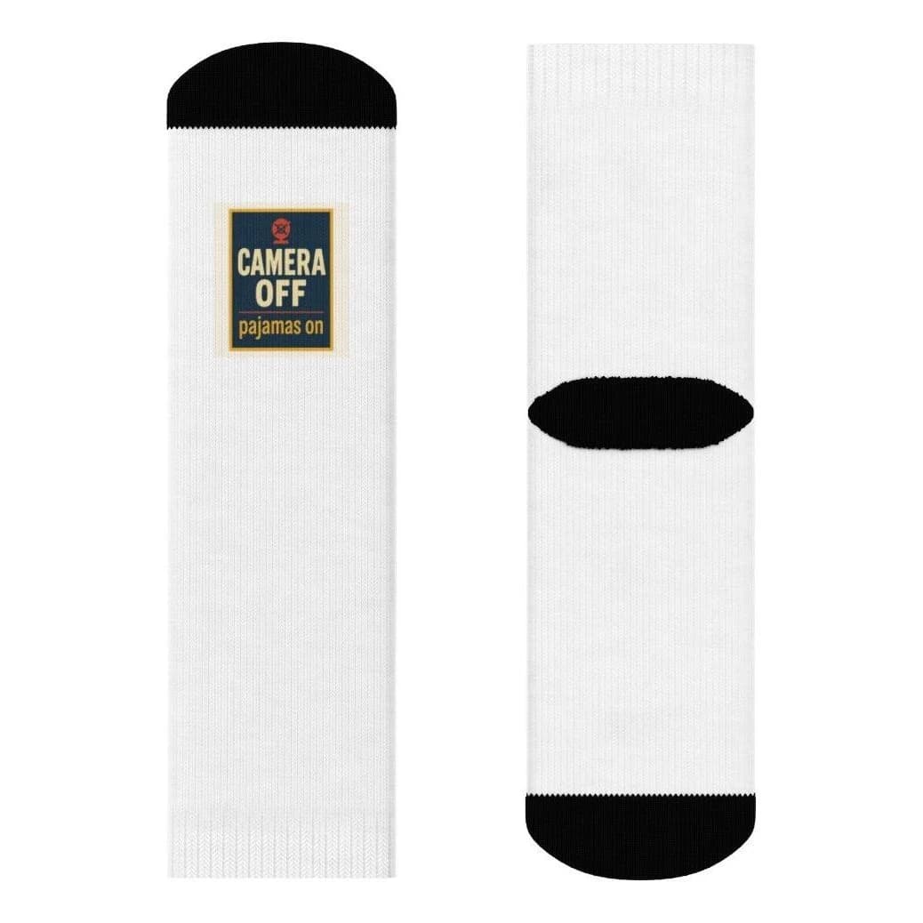 Camera off, pajamas on, All-over print socks