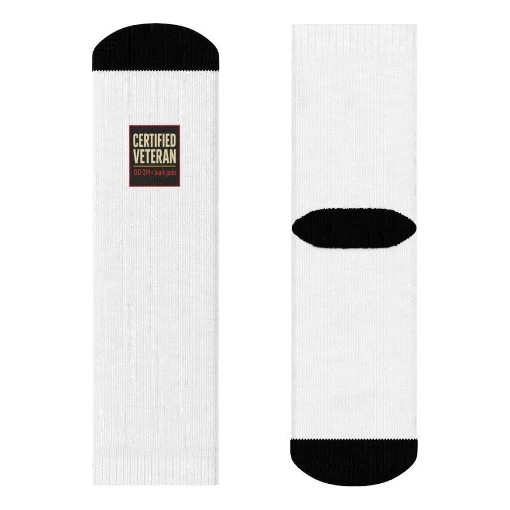 Certified Veteran · DD-214 + back pain, All-over print socks