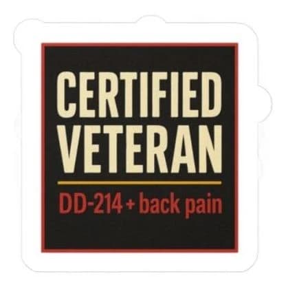 Certified Veteran · DD-214 + back pain, 8" car/laptop decal