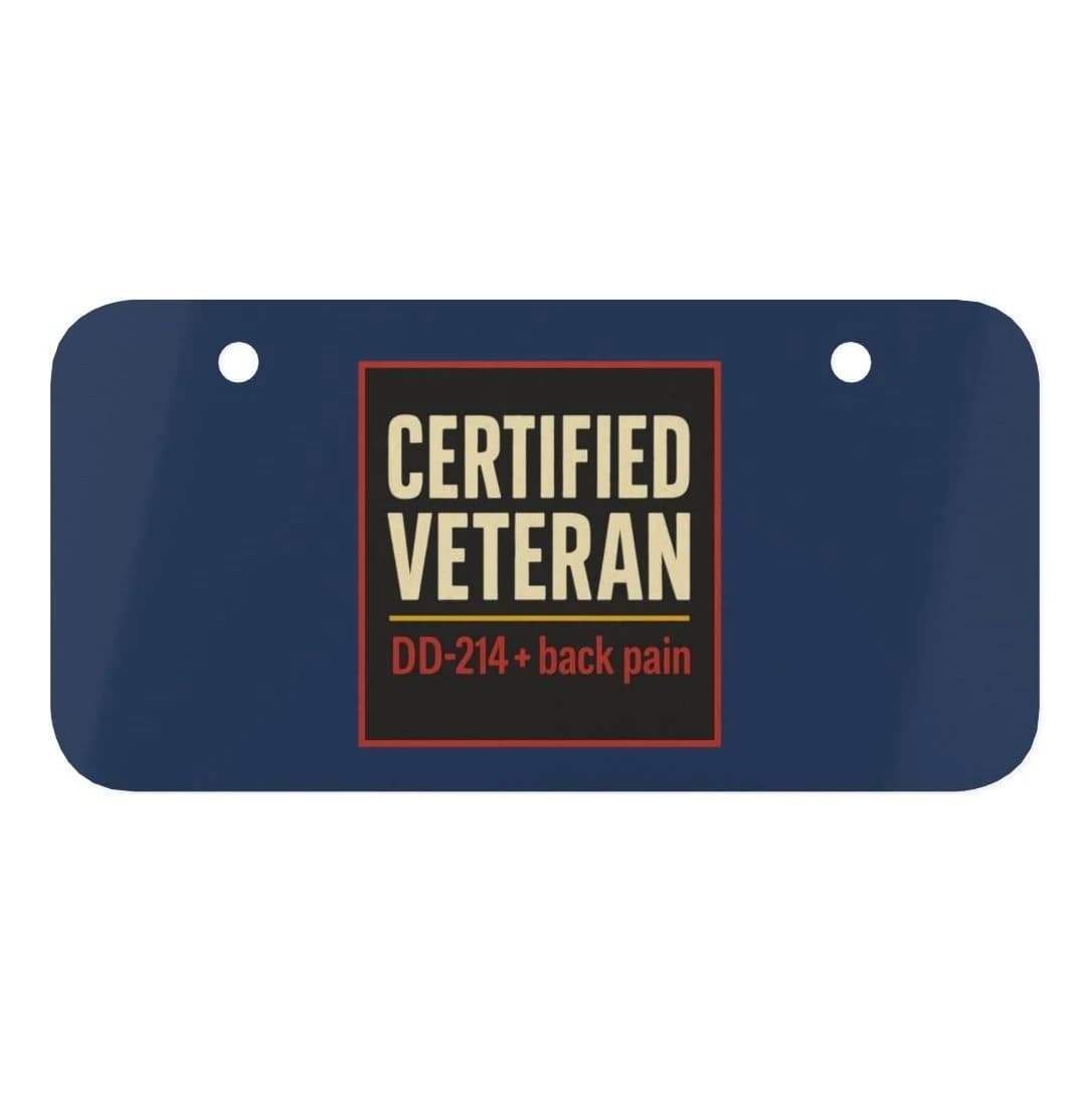 Certified Veteran · DD-214 + back pain, Mini license plate