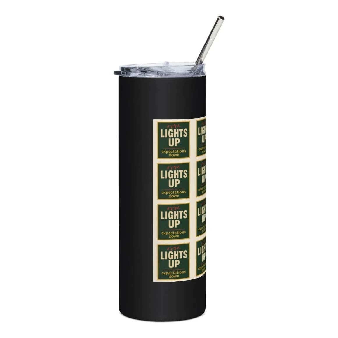 Lights up · expectations down, 20oz stainless tumbler