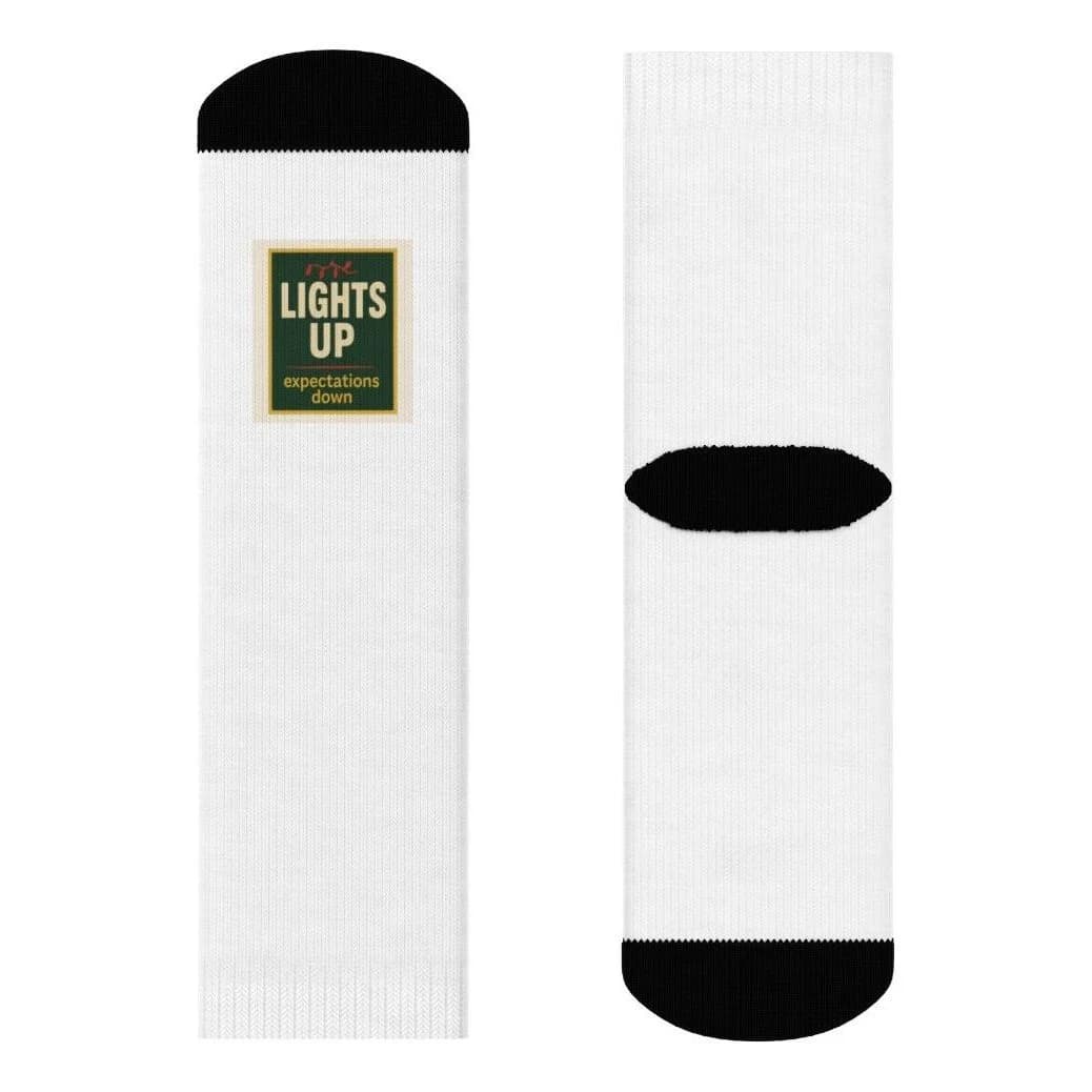 Lights up · expectations down, All-over print socks