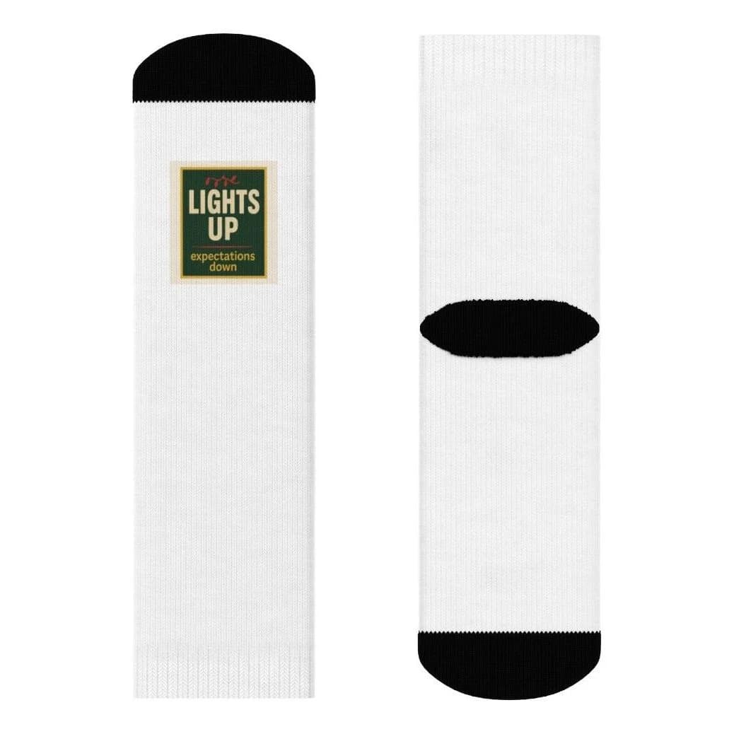 Lights up · expectations down, All-over print socks