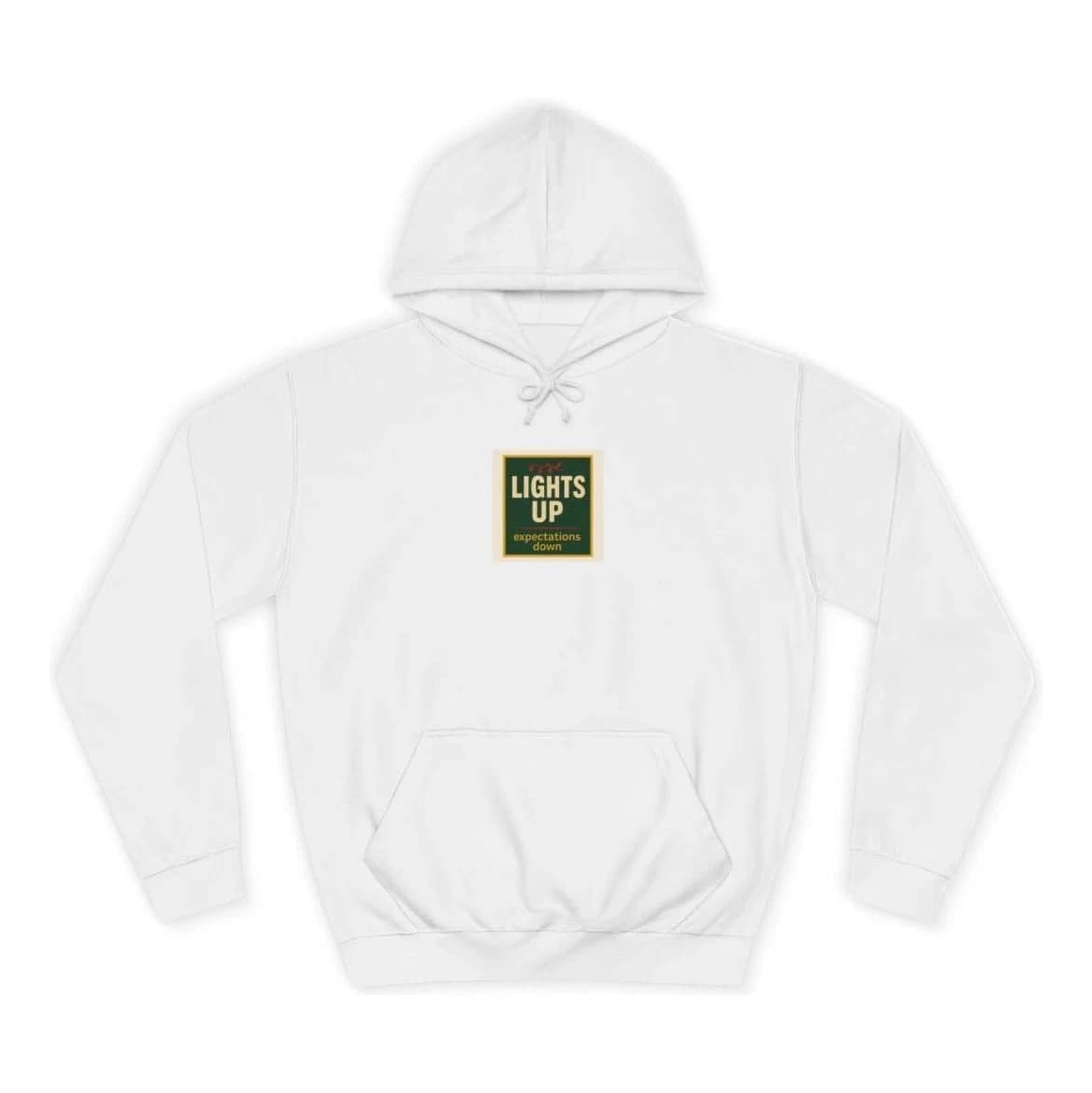 Lights up · expectations down, Pullover hoodie (S)