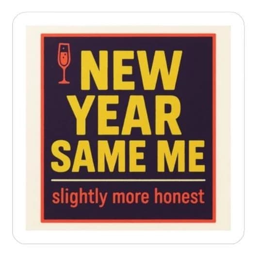 New year · same me, 8" car/laptop decal