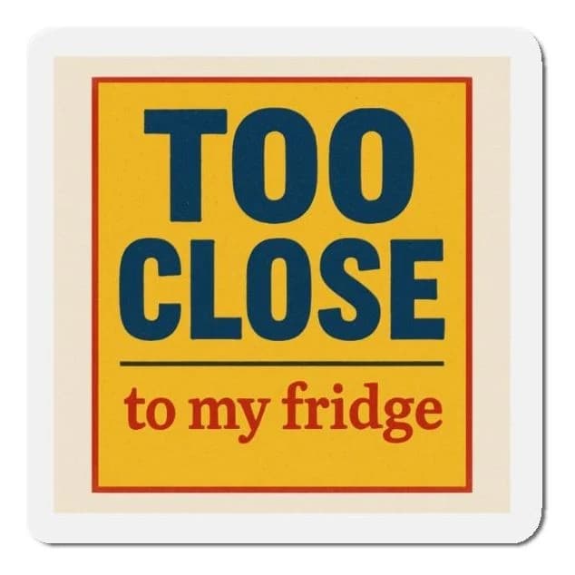 Too close to my fridge, 4x3 fridge magnet